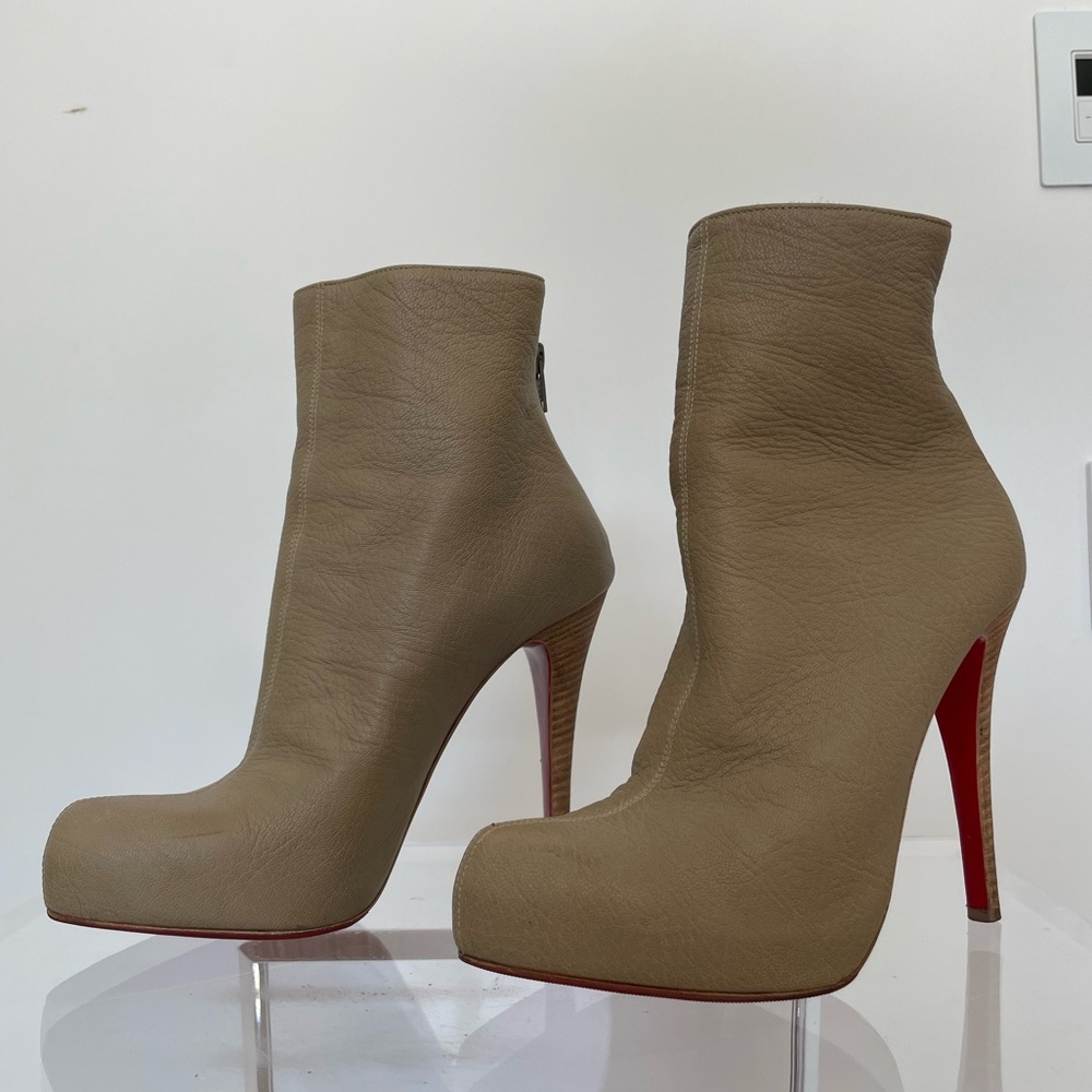 Christian Louboutin Red Bottoms Heeled Leather Booties